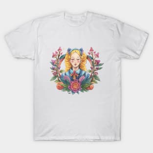 Alice In Wonderland Art Deco Watercolour T-Shirt